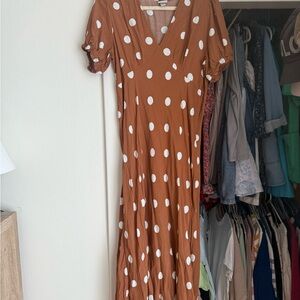 Polka Dot Brown Dress